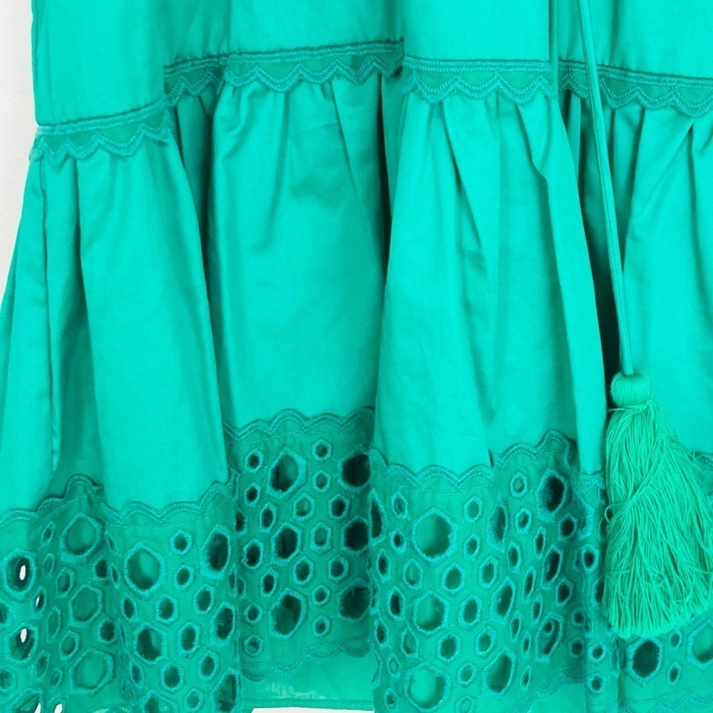 Alexis green “Daksha” mini dress with eyelet trim at hem and balloon sleeves. XS - Picture 6 of 9
